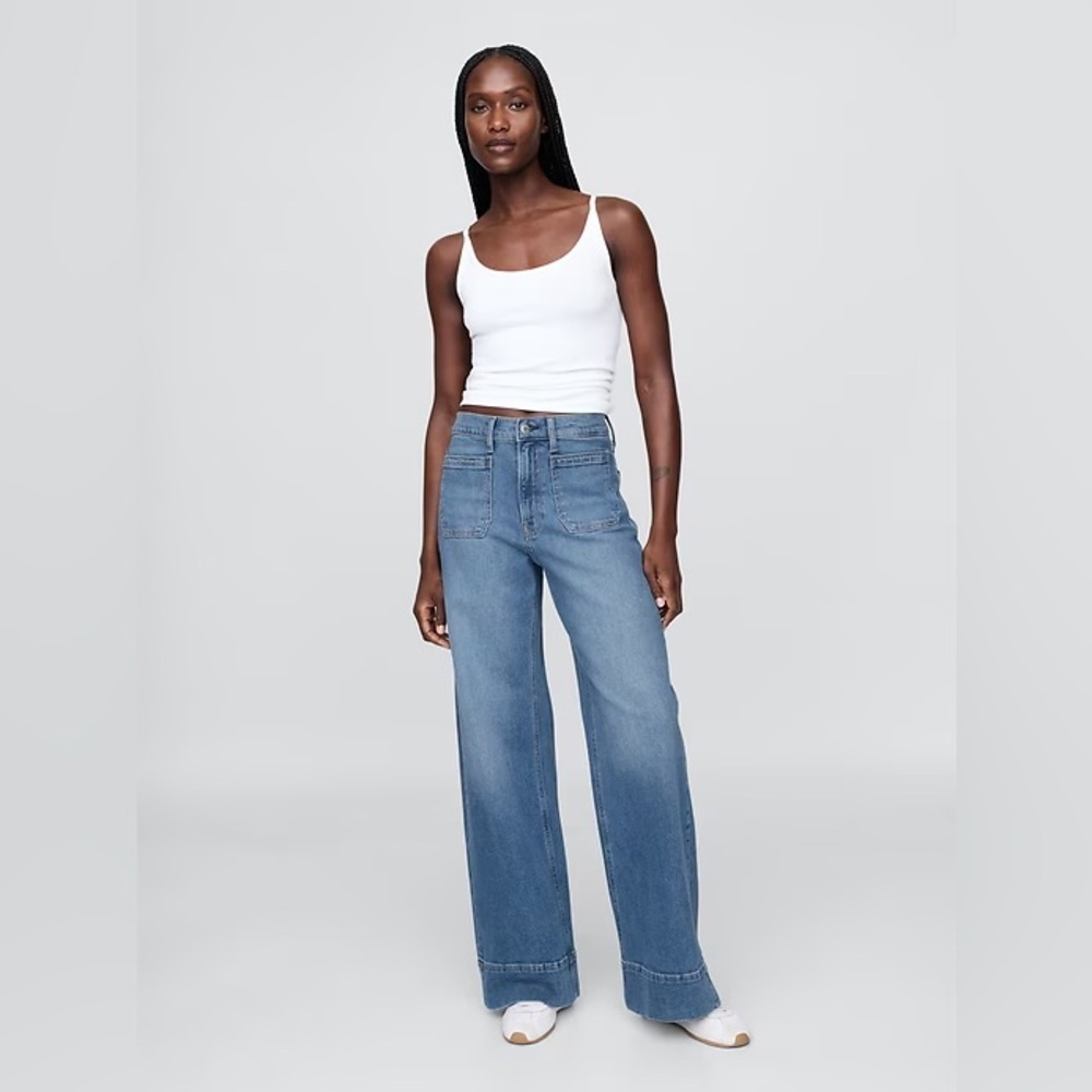 NWT! GAP Medium Wash High Rise Stride Wide-Leg Jeans - Size 30/10 🩷 #746315